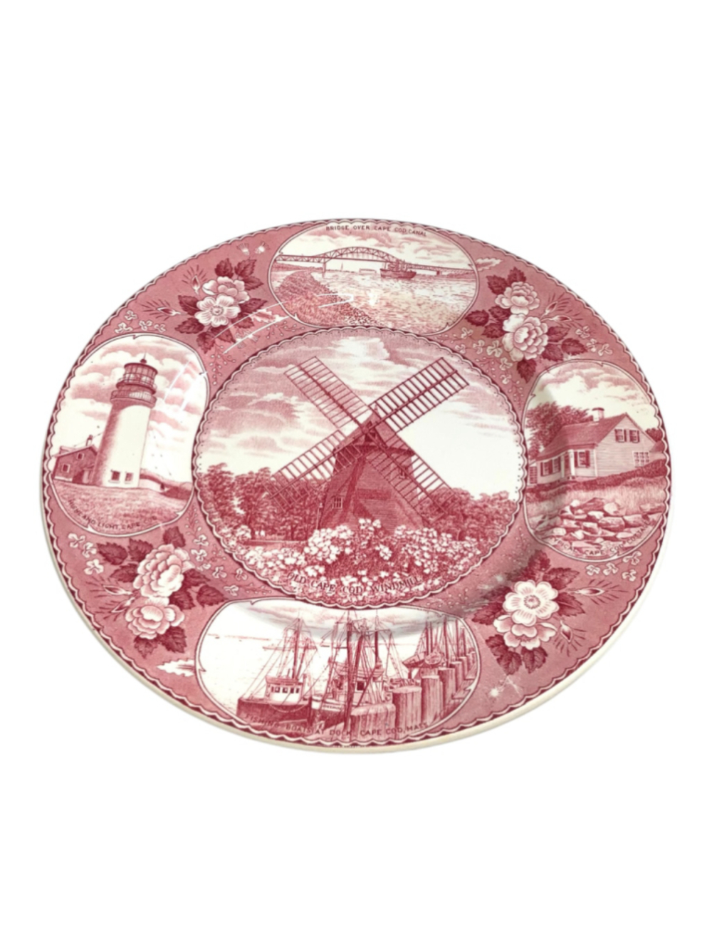 Vintage “The Cape Cod Plate” Adams Old English Straffordshire Red Windmill